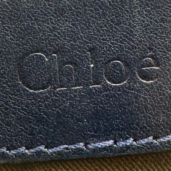 Auth Chloe Dark Blue Denim & Leather Medium Marcie Double Satchel Preloved - Picture 9 of 15